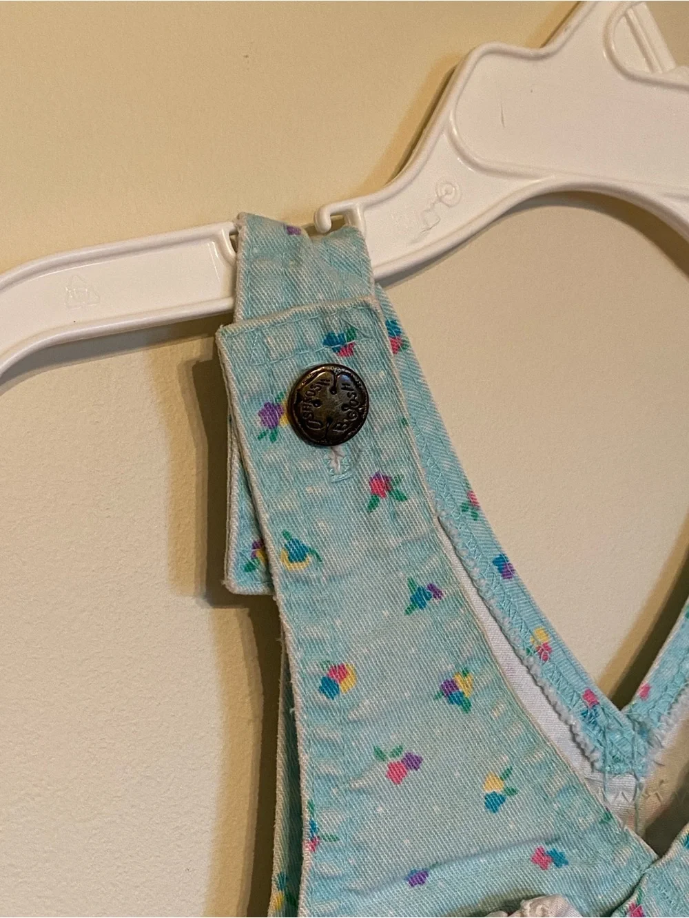 Vintage Light Blue Floral Print Kids Overalls